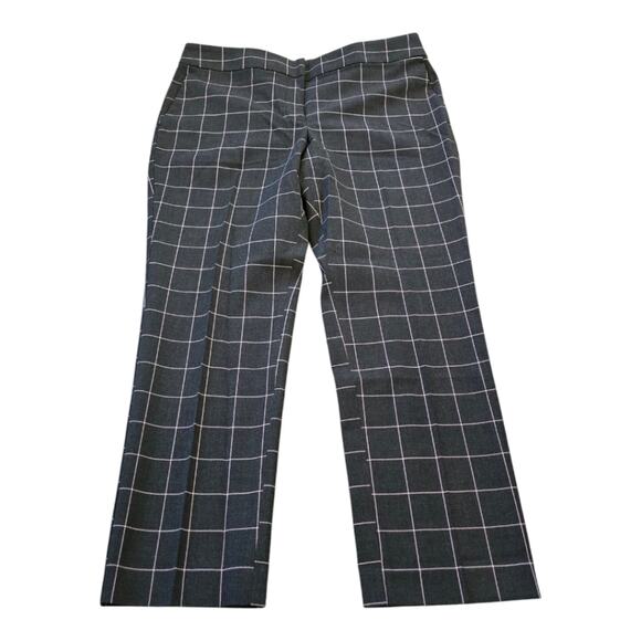 Loft Pink & Grey Windowpane Plaid Straight Leg Career Marisa Pants Size 12 - Picture 3 of 12